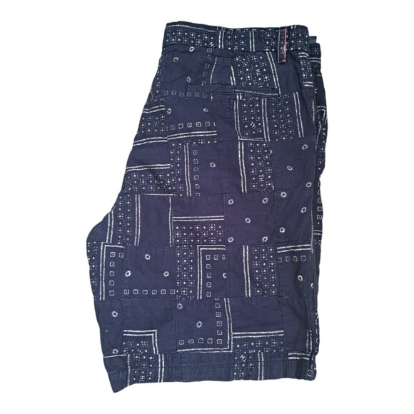 Tommy Hilfiger Men's Patchwork Casual Printed Travel Shorts Blue Sz 36 - Picture 5 of 7